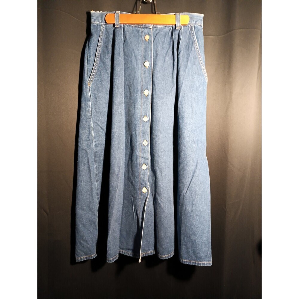 VTG American Profile Button‑Front Denim Midi Skirt Women’s Size 12 USA Made